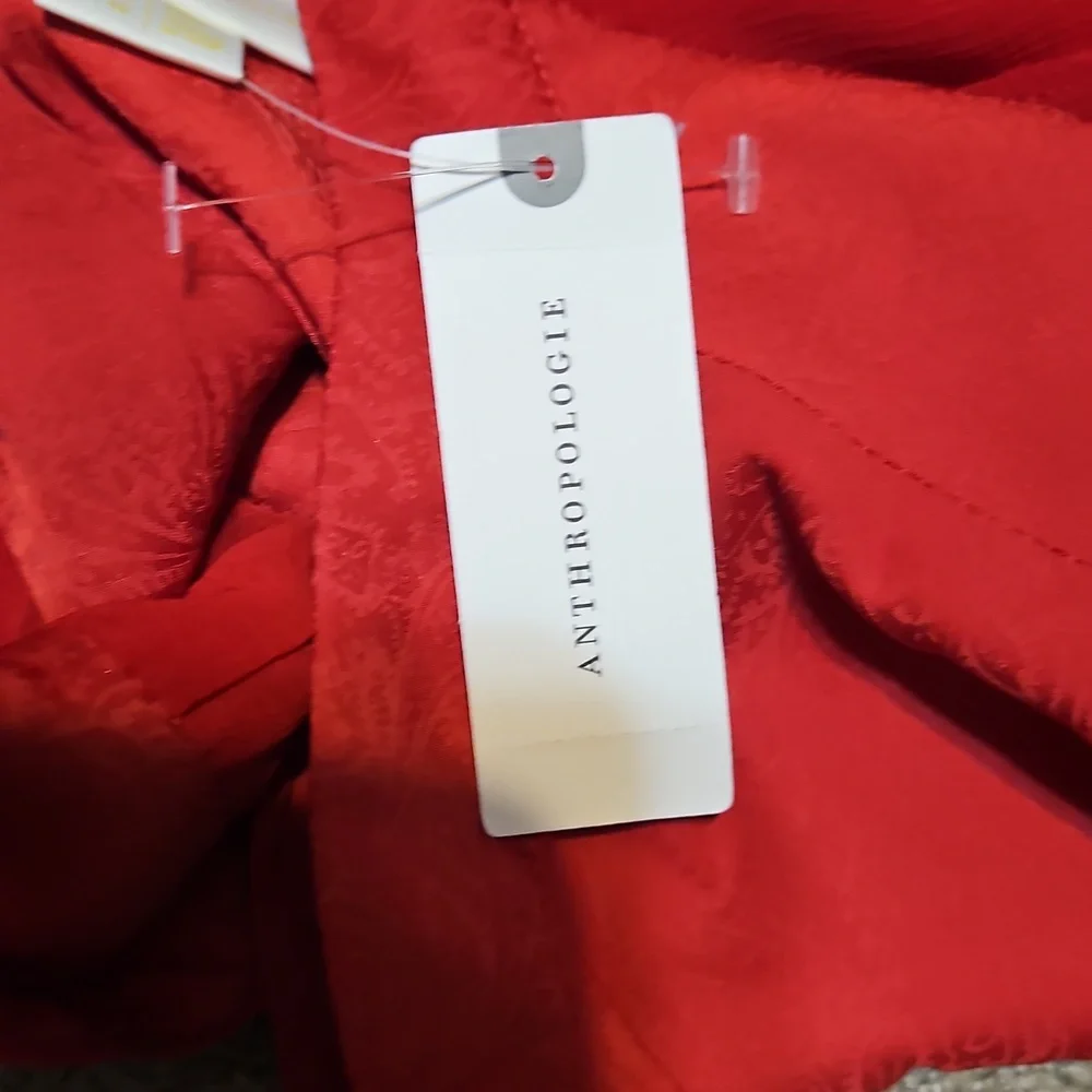 NWT Maeve By Anthropologie Lavoie Red  Blouse - Picture 9 of 10